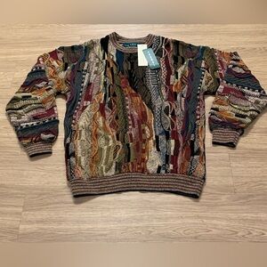 NWT Vintage Tundra Canada 3D Knit Coogi Style 90s Y2K Crewneck Sweater Size M